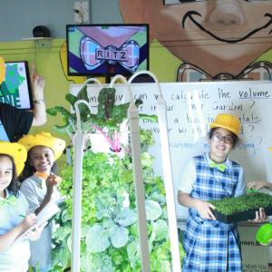 group of students with plants