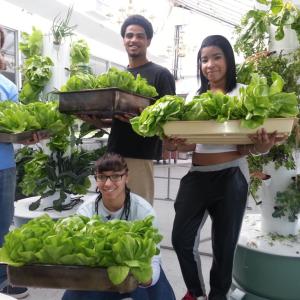 group of students with plants