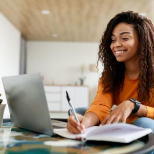 Student and laptop