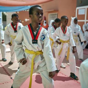 students doing martial arts