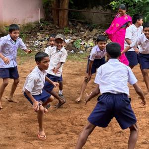 students playing