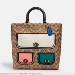 Coach Tote 42 made from polyester canvas sourced from 100% recycled plastic bottles