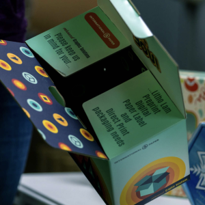 colorful gift box with an open top