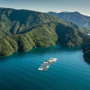 boats in water surrounded by mountains