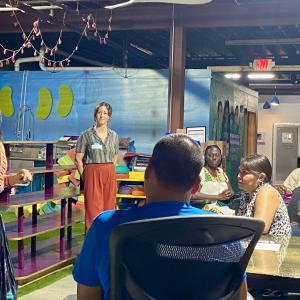 Teachers in front of students