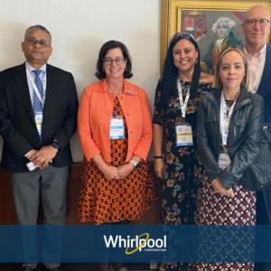 A team of seven people posed.