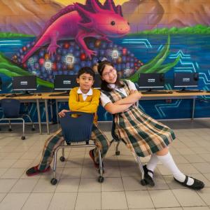 Two children in a classroom