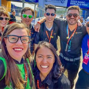 A group selfie, smiling people, most with Southwire shirts on.