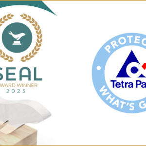 SEAL Award Winner 2025 logo and Tetra Pak Protects What's Good logo