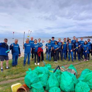 volunteers on a cleaned up beach