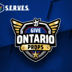 Give Ontario Props logo and DraftKings S.E.R.V.E.S. logo 