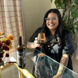 Enjoying sustainable wine over a chat about conservation is one of Sally’s favorite ways to connect with friends near and far.