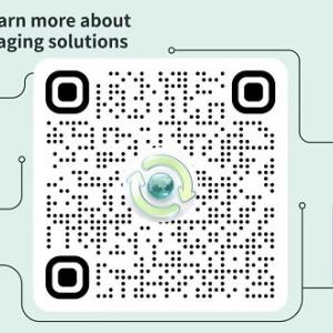 Dow info graphic large QR code is central "dow's sustainable packaging solutions"