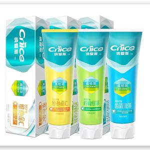 toothpaste tubes and packaging, in a foreign language