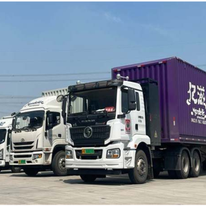 Rows of parked trucks.