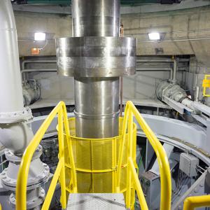 close up of the center of a turbine wheel pit