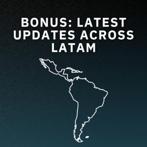 Banner with outline of Latin America and podcast title