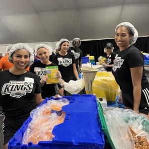 LA Kings employees helped pack meals for those facing food insecurity.
