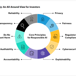 Info graphic pie chart: Using AI Responsibly: An All-Around View for Investors.