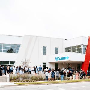 Outside the V3 Sports center, a crowd gathered.
