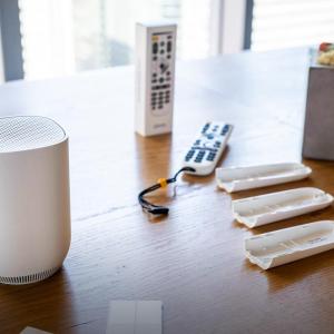 Close up of a device and remotes