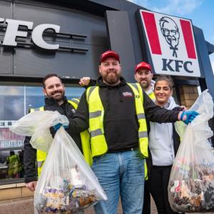 4 volunteers outside KFC
