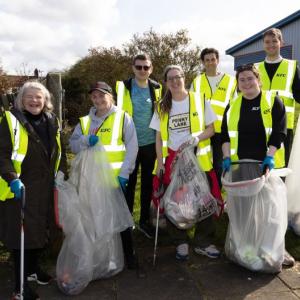group photo at volunteer event