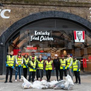 group photo outside KFC
