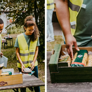 Employees organizing goods