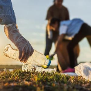 people picking up trash