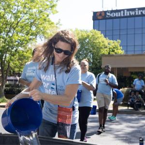 Water collected by participants at the Walk for Water event