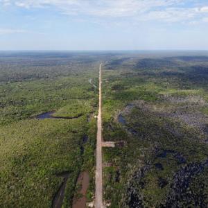 Ariel photo of road development in the Amazon State of Brazil