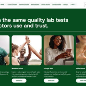 Screenshot of the Quest website, four categories to select.