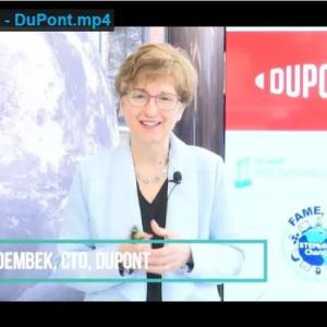Screenshot of Alexa Dembek in a virtual presentation. DuPont logo on the right side 