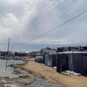 In Gaza, sewage from improvised tents flood the streets.