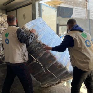 Action Against Hunger teams have distributed more than 1000 bedding sets to families. Each set is composed of four mattresses, four blankets, one mat, and six pillows.