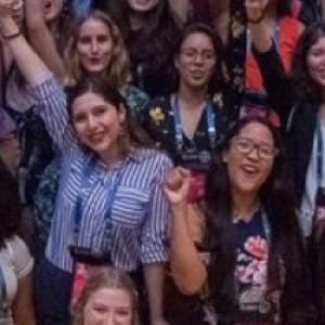Aerial view of a Large group of students