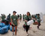 Volunteers cleaned up Granada Beach in Long Beach, CA.