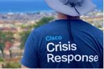 Back of person wearing a shirt that reads "Cisco Crisis Reponse"