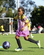 Participants did drills with the guidance of LA Galaxy Youth Soccer coaches.