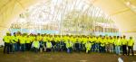 Group photo under tent