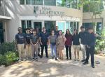 Student group in front of school entrance