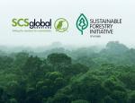 Forest landscape with SCS and SFI logos