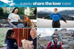 Subaru Share the Love Event with images of happy people and a dog