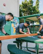 Volunteers helped constructed new ADA-compliant garden beds.
