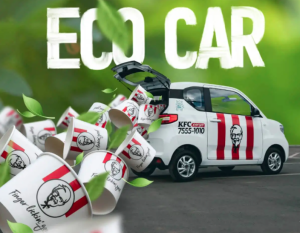 Car with KFC logo and text reading, "Eco Car"