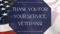 American flag with the text "thank you for your service. Veterans!"