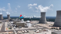 "Georgia Power" over an aerial view of a nuclear power plant.