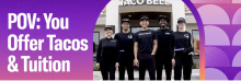 Group of employees standing outside a Taco Bell