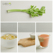 Collage of clips of different foods and beverages being chopped.